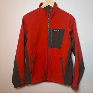 Eddie Bauer Mens Small Windfoil Elite Coat Jacket Brick Red Charcoal‎ Soft Shell